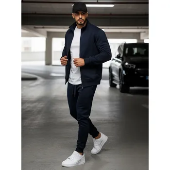 Pánská móda Tmavě modrá pánská mikina na zip BX4567 Velikost: M