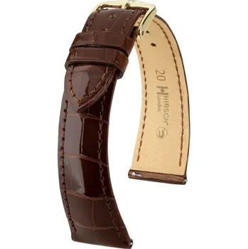 Módní doplněk Kožený řemínek Hirsch London L 04307010-1, hnědý, aligátoří kůže, délka L, Quick Release - 19 mm (spona 14mm)