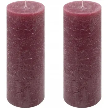 Svíčka Sada rustikálních svíček, 20 cm, Ø 7,5 cm, vínová, 2 ks