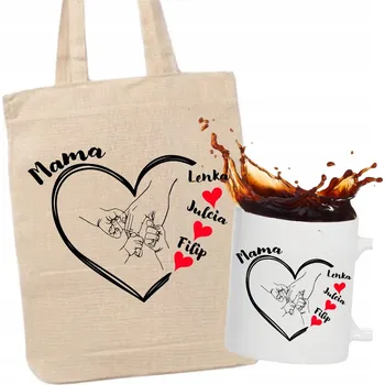 SADA TAŠKA HRNEK SVÁTEK MATEK DÁREK SE JMÉNY DĚTÍ HOTOVÝ DÁREK