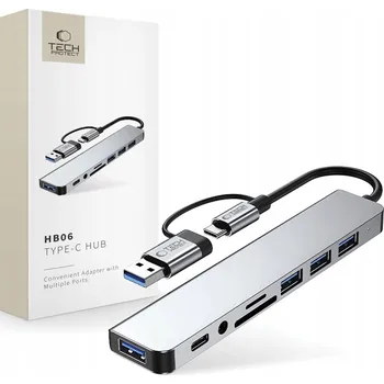 USB hub USB Hub Tech-Protect USB-A / Type-C / SD / TF / Audio: 3.5 mm 8 portů