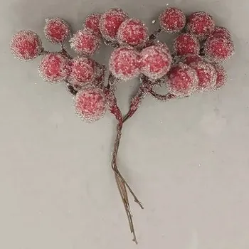 umělá květina Bobule na drátku ve svazku červené