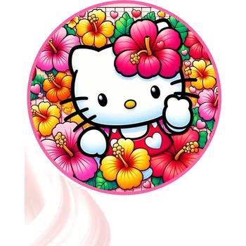 Jedlá dekorace na dort "Kitty 5" 20 cm (Fondánový list NEVYŘEZÁNO)