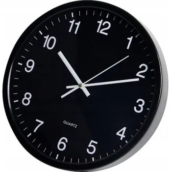 Hodiny Nástěnné hodiny TOE černé kovové sklo na baterie 30 cm