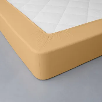 Prostěradlo Blancheporte Jednobarevné perkálové napínací prostěradlo, hloubka rohů 40 cm medová 90x190 cm