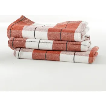 Utěrka Blancheporte Sada 3 kostkovaných látkových ubrousků, barvená vlákna terakota