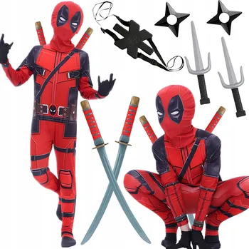 Karnevalový kostým KOSTÝM BOJOVNÍKA PŘEVLEK ŽOLDÁK SUPERHRDINA MEČE RAMENNÍ POPRUHY 98 104 CM