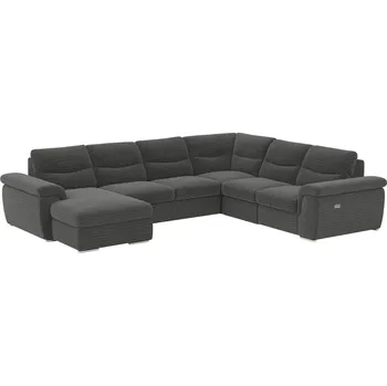 Sedací souprava Rozkládací sedací souprava s elektrickou funkcí výsuvu, grafitová, pravá, HELLA ROH U