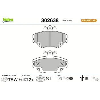 Brzdová destička Sada brzdových destiček, kotoučová brzda VALEO 302638