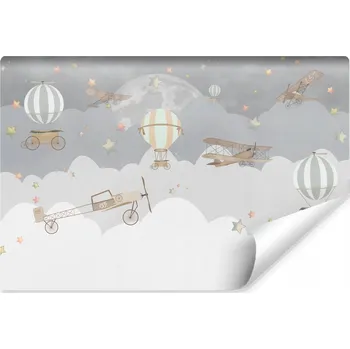 Fototapeta Fototapeta pro děti LETADLA Balónky Hvězdy Skandinávský styl 360x240