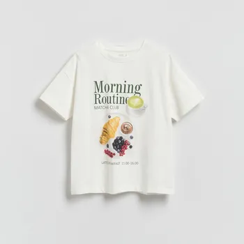 Reserved - Bavlněné tričko s potiskem - bílá - 208HT-00X - 208HT-00X-M_L