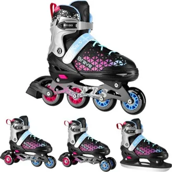 Kolečkové brusle Kolečkové brusle NILS Extreme NH18190A 4v1 Brave růžové vel.S (29-33)