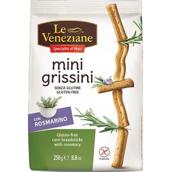 Chips Le Veneziane Mini Grissini Bezlepkové kukuřičné tyčinky s rozmarýnem (250g)