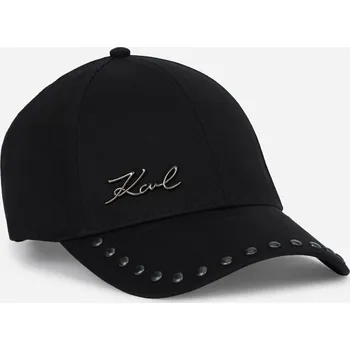 Klobouk KŠILTOVKA KARL LAGERFELD K/SIGNATURE STUDS VISOR CAP BLACK EMBELLISHMENT