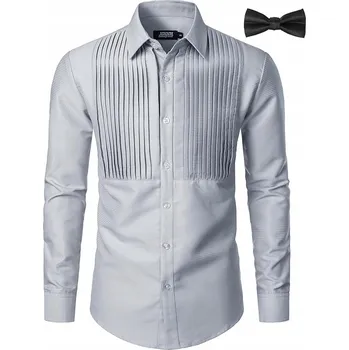 Pánská košile Pánská košile s dlouhým rukávem Elegantní na Knoflíky šedá XL