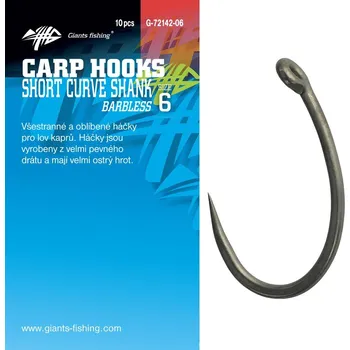 Rybářský háček Giants fishing Háček s očkem bez protihrotu Short Curve Shank 10ks|vel.8