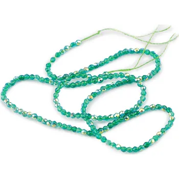 Korálek Skleněné korálky broušené ohňovky 2 mm s AB efektem, na šňůrce