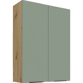 Kuchyňská skříňka Vysoká horní kuchyňská skříňka LUNARA - šířka 80 cm, zelená / dub artisan