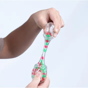 Dřevěná hračka Fidget Blox Sound - relaxačná kocka - zelená a červená