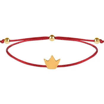 Módní doplněk Šňůrkový náramek Korunka červená/zlatá Troli