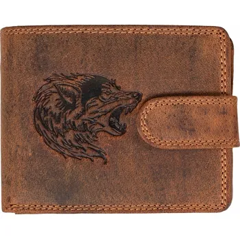 Peněženka WILD pánská peněženka s přezkou - VLK - hnědá ART-895