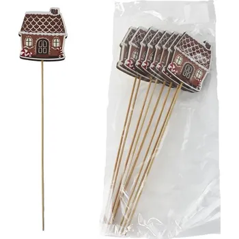 Vánoční dekorace Zápich domeček, 8 ks D7599