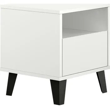 Noční stolek Bílý noční stolek BOGAN NEW 1S, laminovaná DTD, 40x38,8 cm