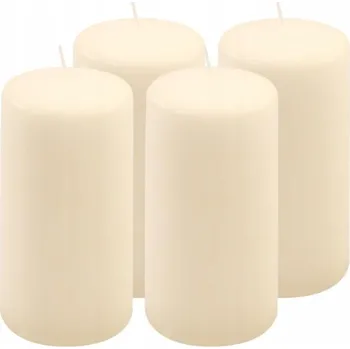 Svíčka Sada sloupcových svíček, 15 cm, Ø 7,5 cm, krémová, 4 ks