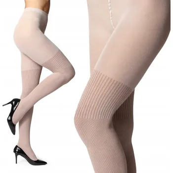 Dámské punčochy Punčocháče bavlněné punčocháče se vzorem podkolenky BLV-1116 Béžová M