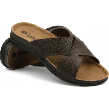 Pánské pantofle INBLU PÁNSKÉ NAZOUVÁKY ŽABKY GV-01 KOŽENÉ, POHODLNÉ, 42