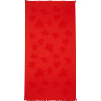 RUČNÍK VILEBREQUIN BEACH TOWEL IN ORGANIC COTTON TURTLES JACQUARD COQUELICOT
