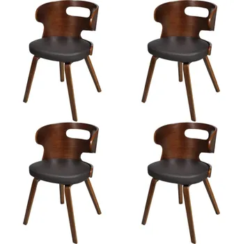 Jídelní židle Jídelní židle 4 ks hnědé ohýbané dřevo a umělá kůže IM_270041