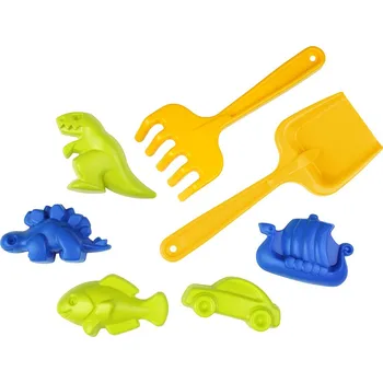 Dřevěná hračka Súprava na piesok, 7-dielna, hrabličky + lopatka