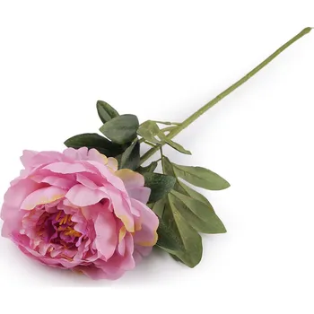 umělá květina Umělá pivoňka - velký květ, střední, 3 růžová světlá