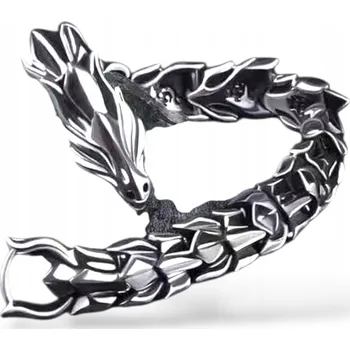 Náramek Pánský náramek DRAK - stříbrný, punk hip-hop styl 22 cm