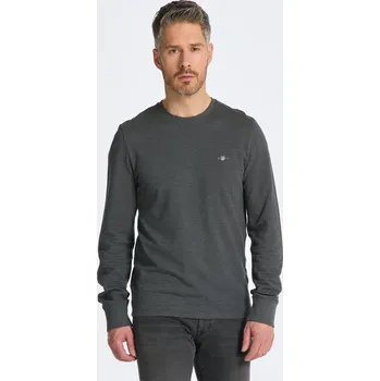 Pánské tričko TRIČKO GANT SLIM PIQUE LS T-SHIRT ANTRACIT MELANGE