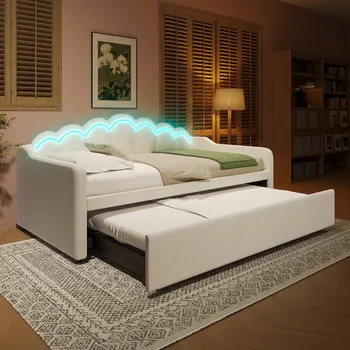 Postel Jednolůžková dřevěná postel Arhatreya 90x200, béžové odstíny