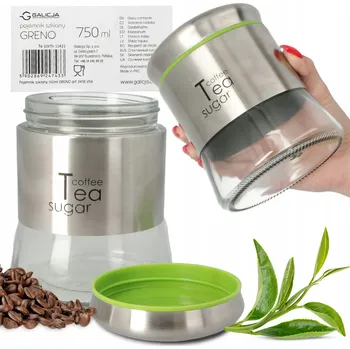 Dóza na potraviny Skleněná dóza s víkem z nerezové ocel GRENO 750 ml zelená