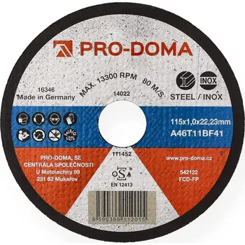 Řezný kotouč Kotouč řezný ocel nerez PRO-DOMA – 115×1 mm