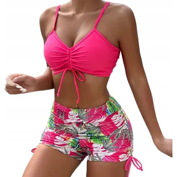 Dámské plavky DVOUDÍLNÉ PLAVKY BOHO BIKINI S VYSOKÝM PASEM KRAŤASY L 40