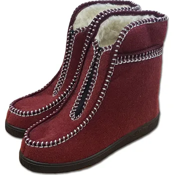 Dámská zimní obuv Valašské důchodky s ovčí vlnou, vínové 43