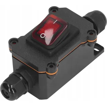 vypínač KOLÉBKOVÝ SPÍNAČ PODSVÍCENÝ VODOTĚSNÝ HERMETICKÁ KABELOVÁ KRABICE 250V