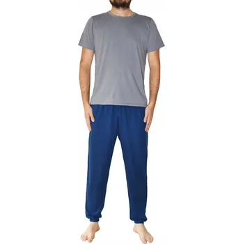 Pánské pyžamo Pánské pyžamo z bavlny, dlouhé kalhoty a tričko, sada šitá v Polsku M