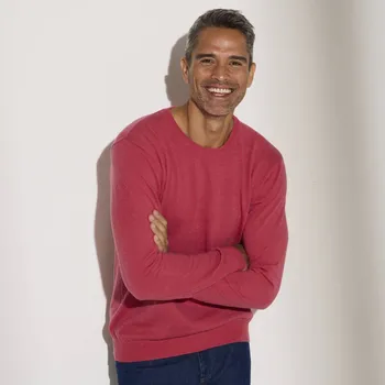 Pánský svetr Blancheporte Pulovr s kulatým výstřihem, 100% akryl malinová 87/96