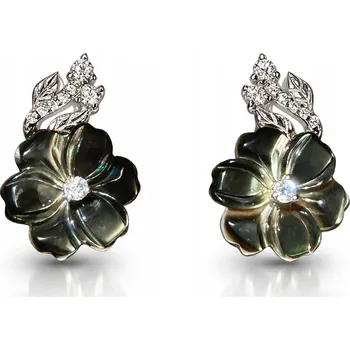 Náušnice Stříbrné visací náušnice kytičky se zirkony dámské stříbro 925 anglické zapínání