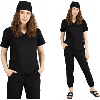 Dámská mikina MIKINA MEDICKÁ dámská elastická moderní SCRUBS s viskózou EMILY ČERNÁ 5XL