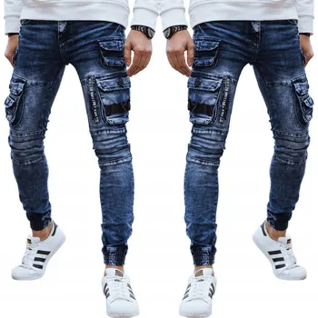 Pánské kalhoty PÁNSKÉ DŽÍNOVÉ KALHOTY KAPSÁČE JOGGERY MODRÉ ux4327 - 28