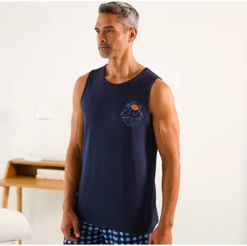 Pánské tílko Blancheporte Pyžamové tílko se středovým potiskem nám.modrá 97/106