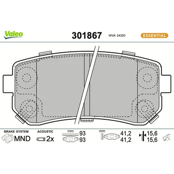 Brzdová destička Sada brzdových destiček, kotoučová brzda VALEO 301867