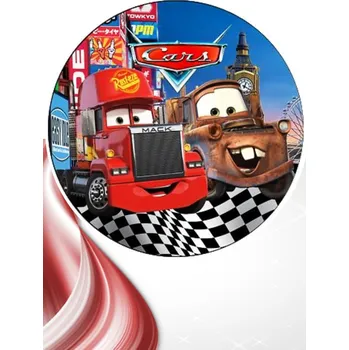 Jedlá dekorace na dort "Cars 4" 20 cm (Fondánový list NEVYŘEZÁNO)